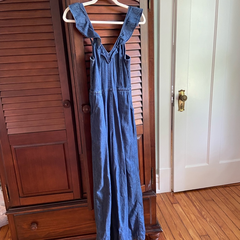 Blue Denim Romper/Pantsuit from Express
